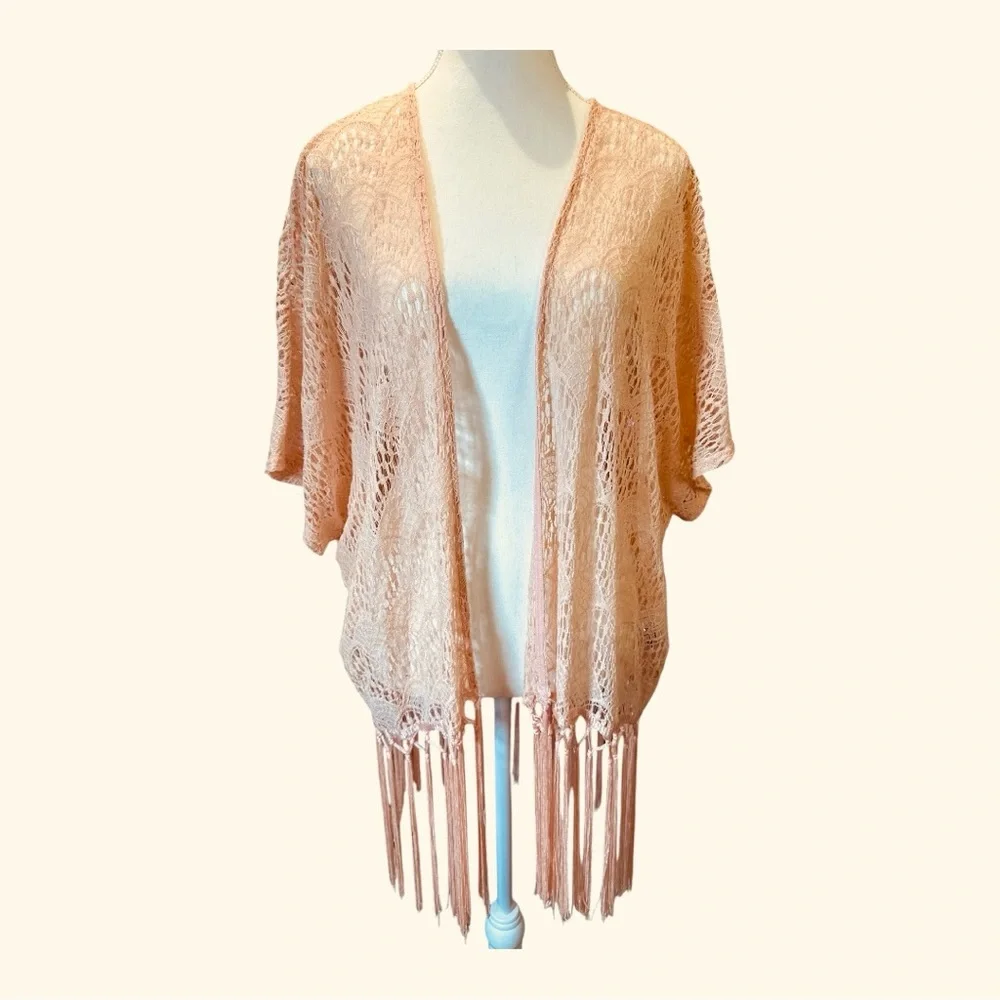 Active USA Pink Bohemian Fringe Cover-Up - Picture 7 of 7